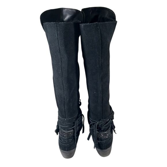 NAUGHTY MONKEY! BLACK GENUINE LEATHER WESTERN TRIPLE ANKLE WRAP BOOTS! SZ 7.5M - Picture 5 of 10